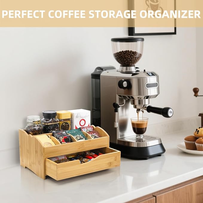 Covzoe Bamboo Coffee Station Organizer - Image 6