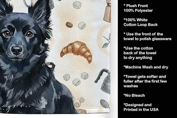 Caroline's Treasures Schipperke Coffee Bar Kitchen Towel Velour Plush Front and - Image 4
