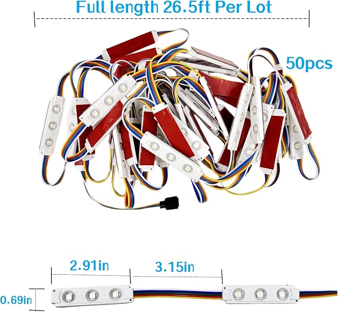 Q QINGCHEN RGBW LED Module Strip Light UL Listed RGB+White 50pcs 25ft - Image 2