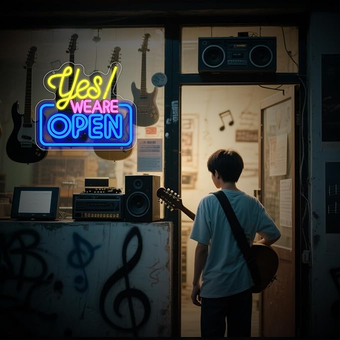 Open Neon Sign for Wall Decor, Yes We Are Open Led Signs, Dimmable USB Powered - Image 6
