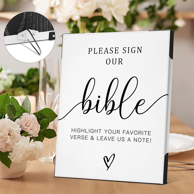 Wedding Signs for Ceremony and Reception, Please Sign Our Bible for Wedding - Image 3