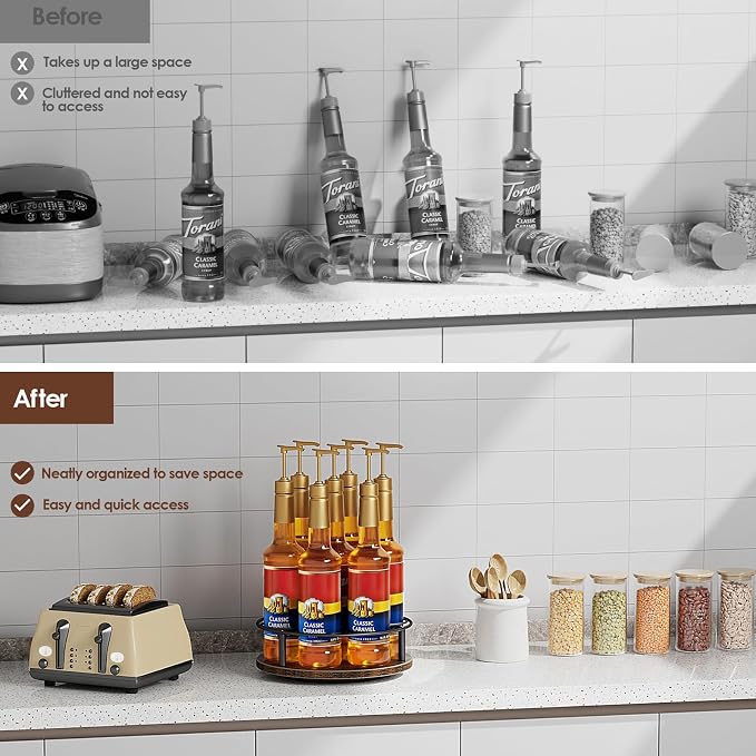 Nuovoware 7 Bottles Rotating Coffee Syrup Rack, Coffee Syrup Rack Organizer - Image 4