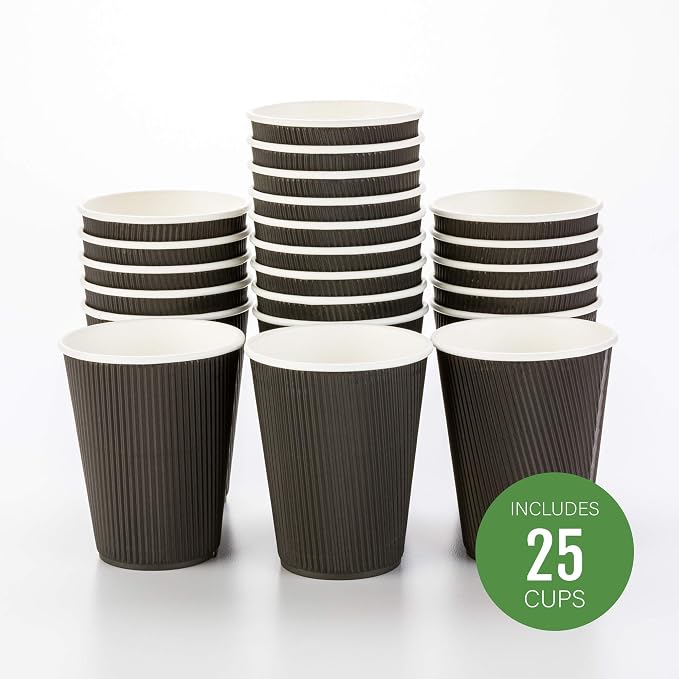 Restaurantware-12 Ounce Paper Coffee Cups, 25 Ripple Disposable Paper Cups - Image 2
