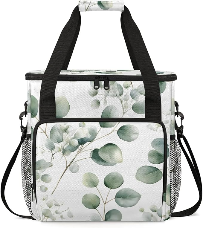 Eucalyptus Leaf Coffee Maker Carring Bag, Large Insulated Storage Organizer by Home