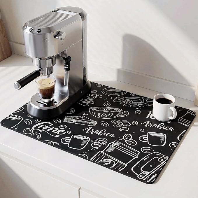 Coffee Mat 16"x24" Coffee Bar Mat Rubber Backed Bar Accessories Super Absorbent by Unknown