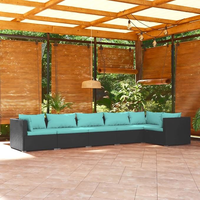 Modular Garden Lounge Set Black PE Rattan Outdoor Patio Furniture Sectional Sofa - Image 2