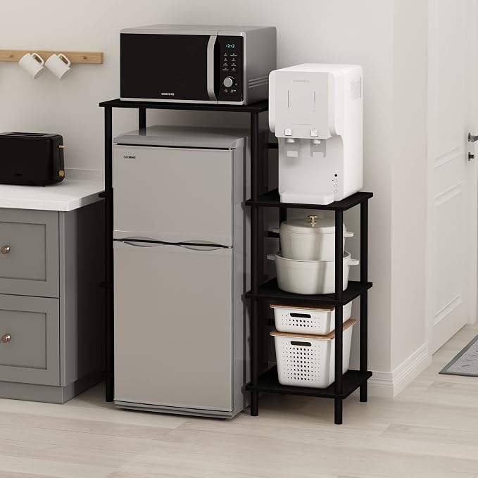 Furinno Turn-N-Tube Toolless Kitchen Storage Shelf Tall, Americano/Black - Image 3