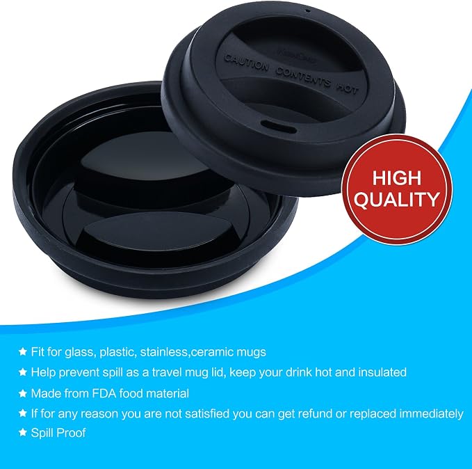 Coffee Mug Lids, KSENDALO Thicker Eco Reusable Silicone Travel Mug Lids - Image 5