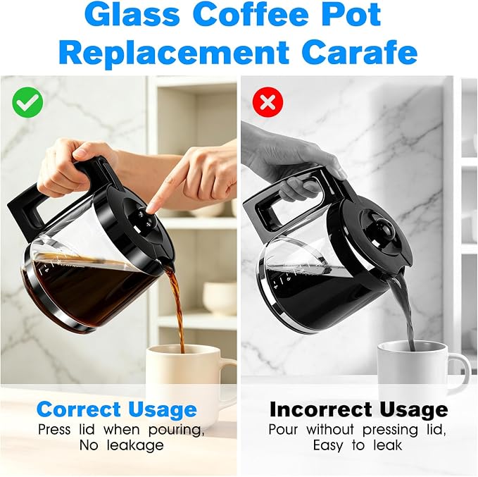 12-Cup Glass Carafe Pot Replacement Hamilton-Beach Coffee Carafe Pot 46310 - Image 6