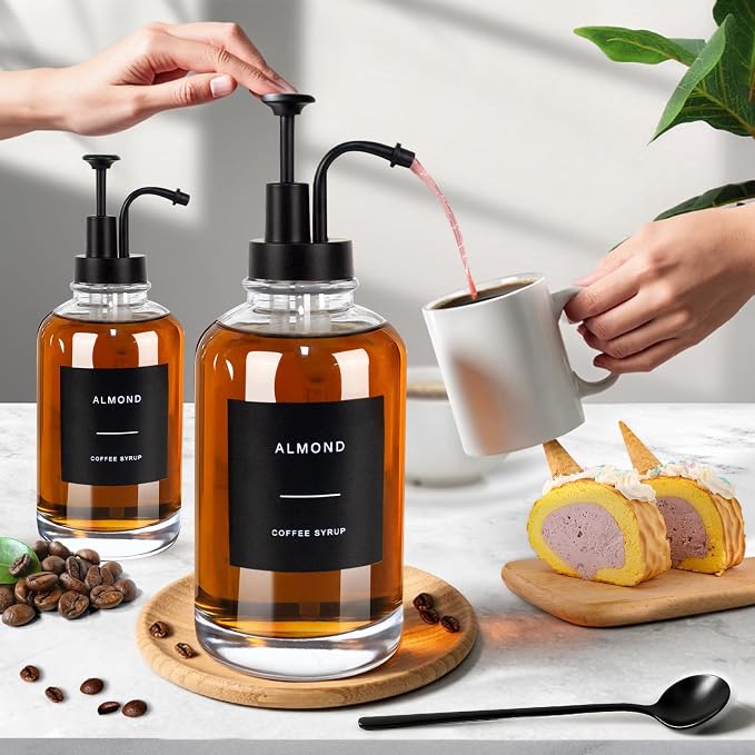 Coffee Syrup Dispenser for Coffee Bar, 16.9 oz 500ml Syrup Pump Dispenser - Image 4