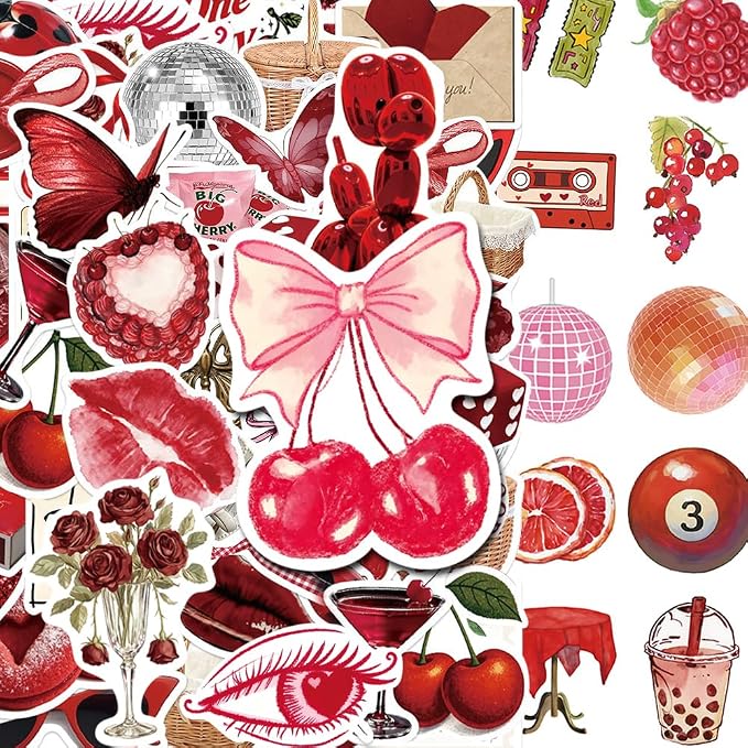 100Pcs Aesthetic Cherry Girls Stickers, Waterproof Vinyl Sticker - Image 5
