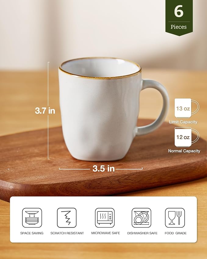 famiware Coffee Mugs Set of 6, Ocean Square 13oz Coffee Cup Set - Image 4