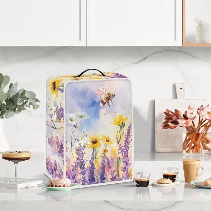 Daisy Sunflower Bees Coffee Machine Dust Resistant Protective Cover - Image 4