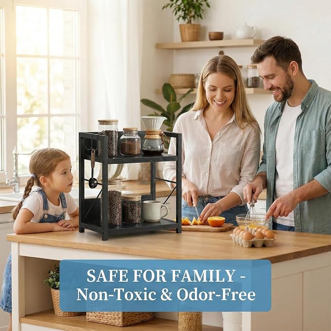 2 Tier Kitchen Counter Shelf Organizer, Coffee Bar Station Organizer, Space - Image 5