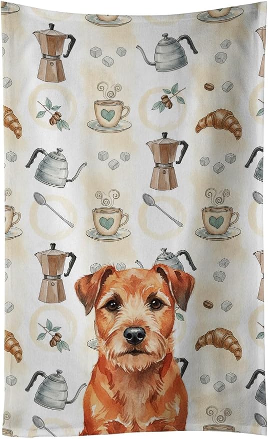 Caroline's Treasures Red Border Terrier Coffee Bar Kitchen Towel Velour Plush by CarolinesTreasures