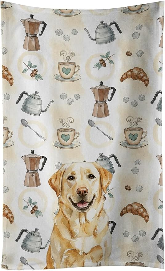 Caroline's Treasures Yellow Labrador Retriever Coffee Bar Kitchen Towel Velour by CarolinesTreasures