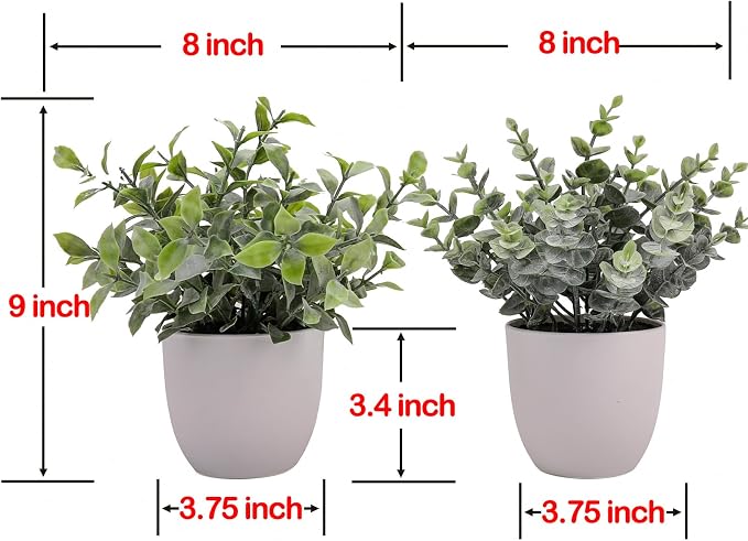 Artificial Plants Decoration Norfolk Potted Faux Fake Eucalyptus mini Cute sage - Image 2
