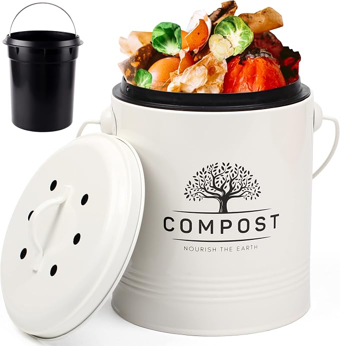 Perfnique Kitchen Compost Bin, 1.3 Gallon Countertop Compost Bin by PERFNIQUE