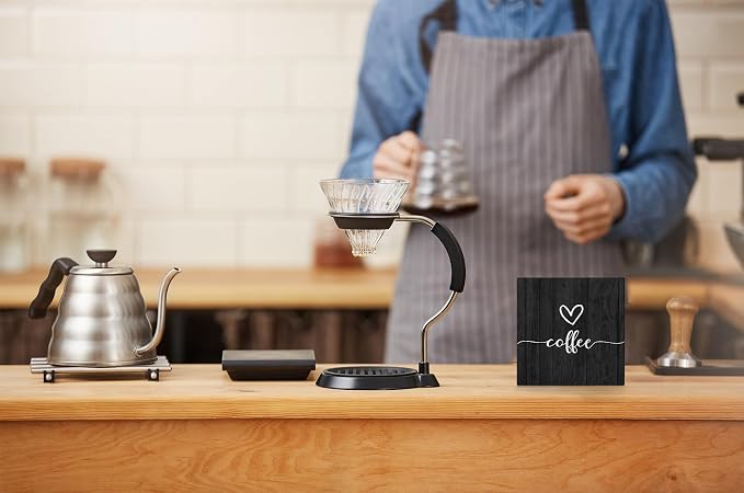 Mtrgdn Coffee Sign Wooden Box Decor, Coffee Bar Station Accessories, Rustic - Image 5