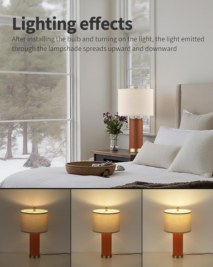 KDG 23.4" Brown PU Leather Table Lamps - Image 4