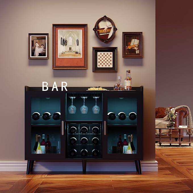 IDEALHOUSE Freestanding Wine Bar Cabinet - Image 6