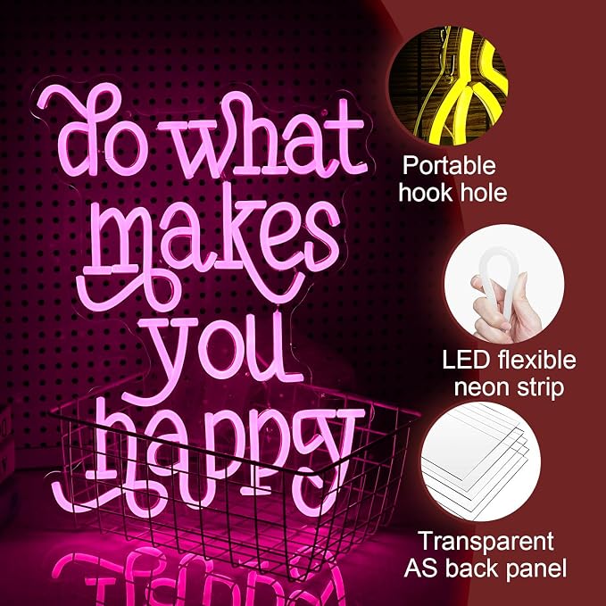 Do What Makes You Happy Neon Sign USB powered Pink Letters Led Neon Light - Image 3