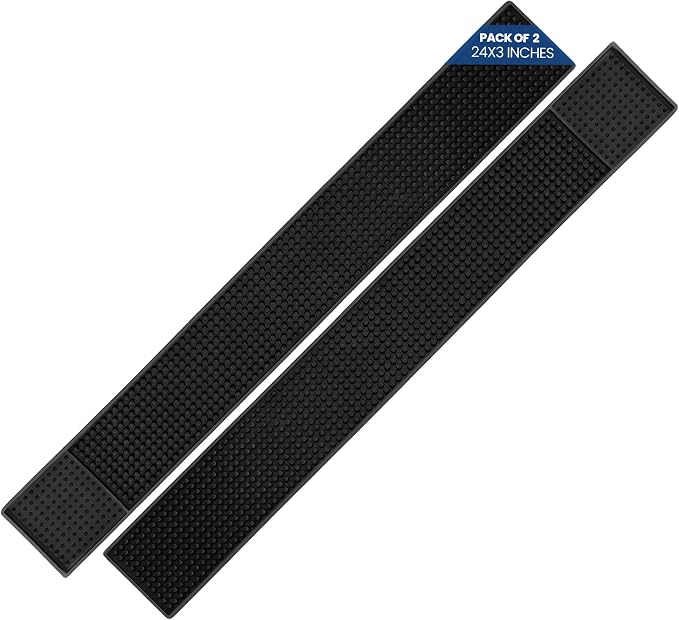 Black Bar Mats 24" x 3" – Non-Slip Rubber Bar Service & Spill Mats by Unknown