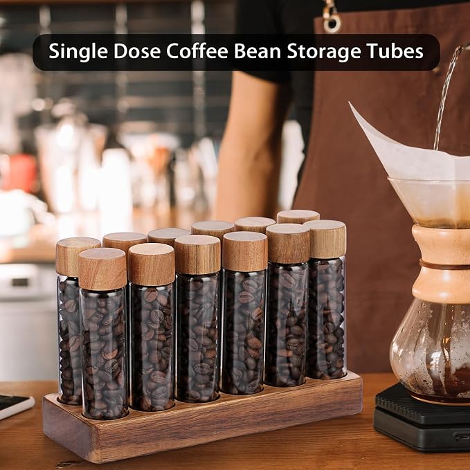 JUXYES Set of 12 Single Dose Coffee Bean Storage Tubes - Image 5