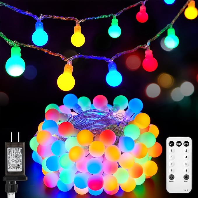 Minetom Multicolor Globe String Lights, 33 Feet 100 Led Fairy Lights Plug in by Minetom