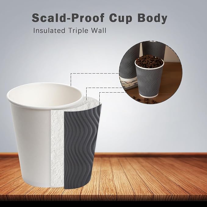 Clawsoff 500 Pack 8 oz Paper Coffee Cups, Disposable Insulated Coffee Cup 8oz - Image 3