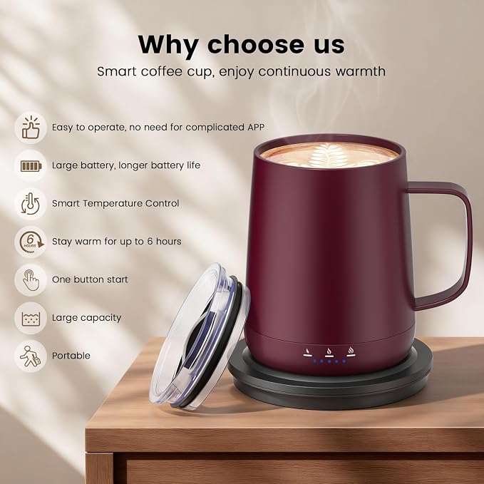 Smart Self Heating Coffee Mug, 14oz Temperature Control Coffee Mug, Hot up to - Image 4