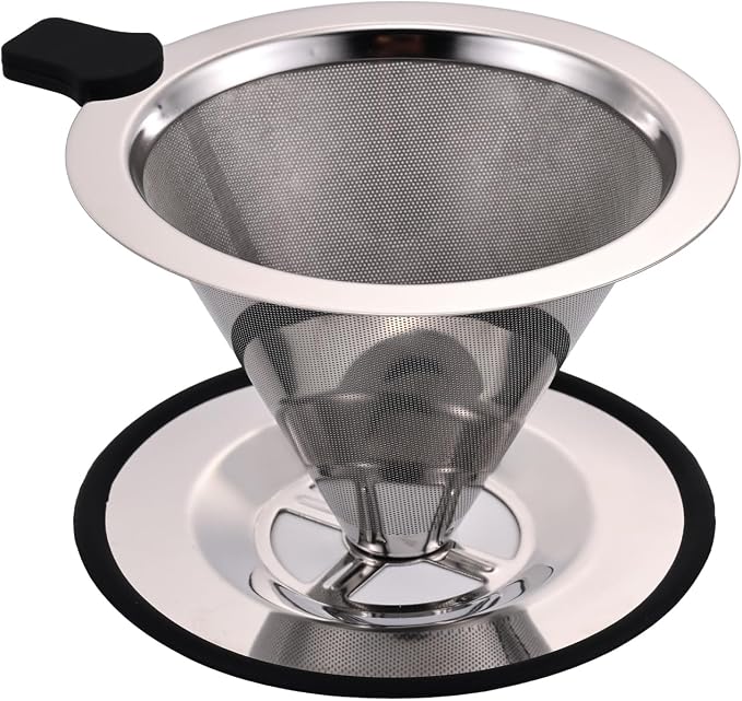 Pour Over Coffee Filter Dripper, Stainless Steel Metal Cone Coffee Filter | by TaoTaoTse