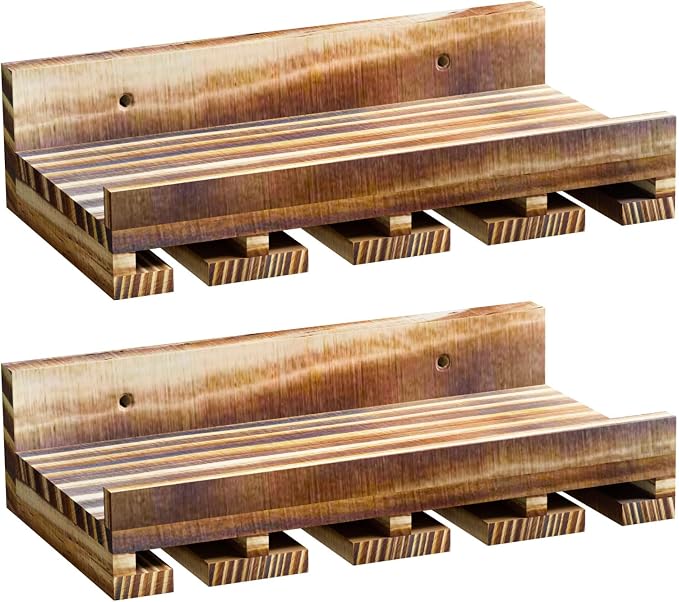 Homde Wall Mounted Wine Rack Set, 2 Pack Pine Wood Wine Racks - Image 9
