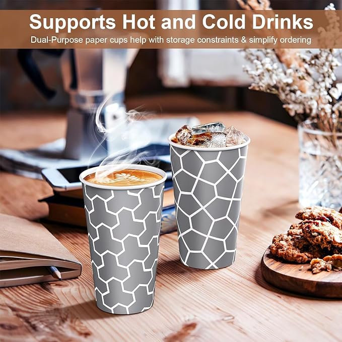 16 oz Coffee Cups 180 Pack, Disposable Coffee Cups Hot Paper Cups 16 oz - Image 3