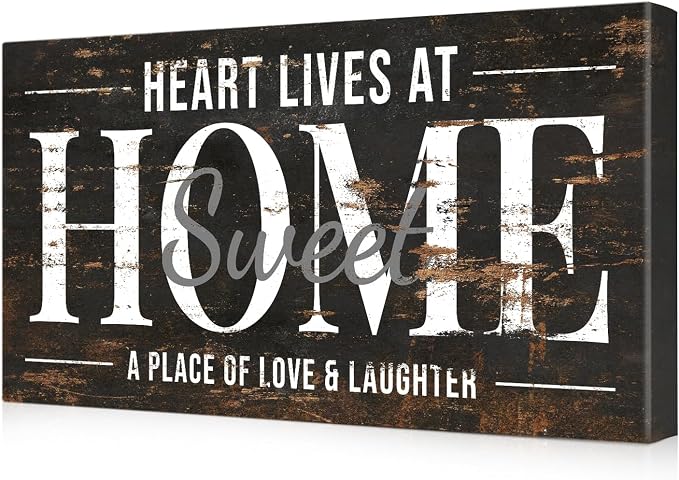 IPIC - Home Sweet Home Sign on Canvas, Rustic Family Wall Art, Farmhouse Canvas by IPIC