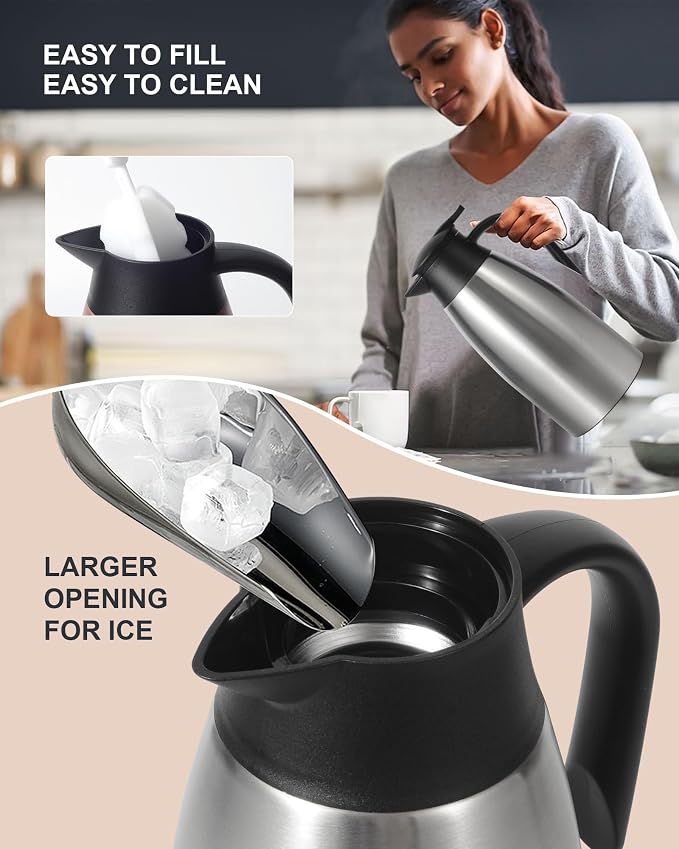 70Oz Thermal Coffee Carafe for keeping hot, Insulated Coffee Carafe Stainless - Image 4