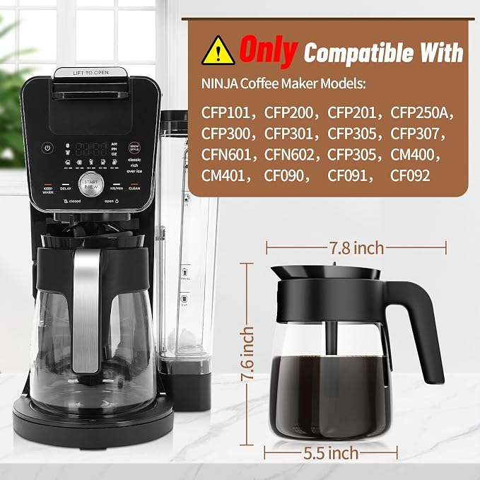 12 Cup Coffee Pot Replacement for Ninja Coffee Maker CFP101 CFP201 CFP301 - Image 2