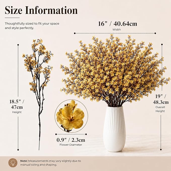 Mandy's 15 Bundles Artificial Light Brown Baby’s Breath Flowers | 18.5 Inch - Image 3
