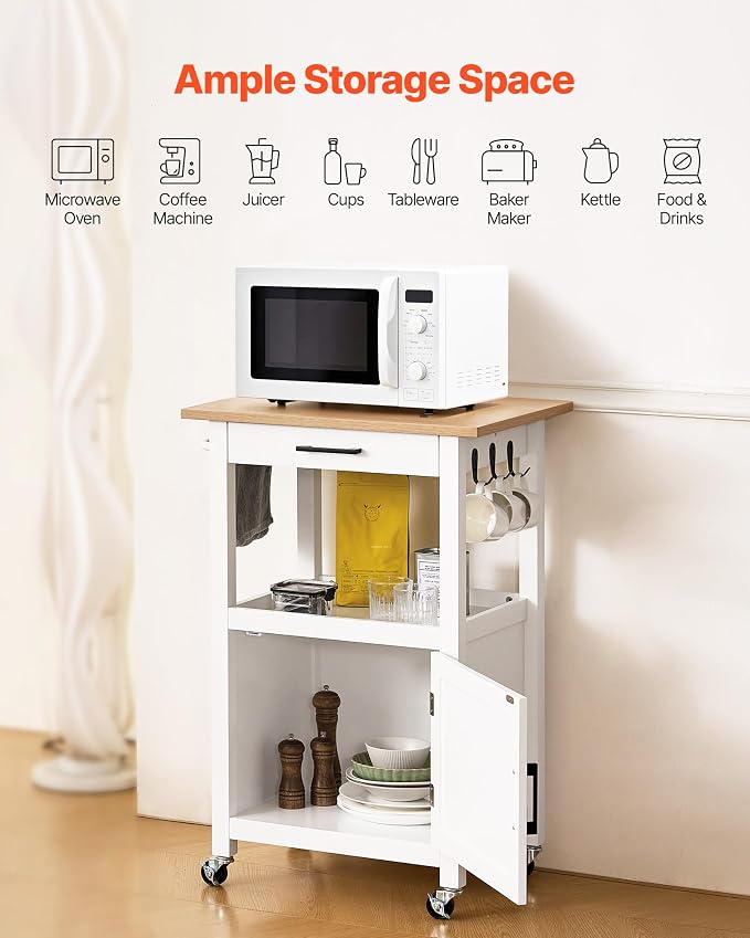VEVOR Kitchen Island Cart with Single Door Cabinet, Mobile Carts with Drawer - Image 2