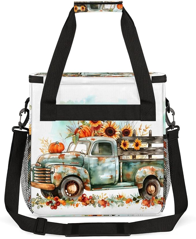Fall Pumpkin Truck Coffee Maker Carring Bag, Large Insulated Storage Organizer - Image 5