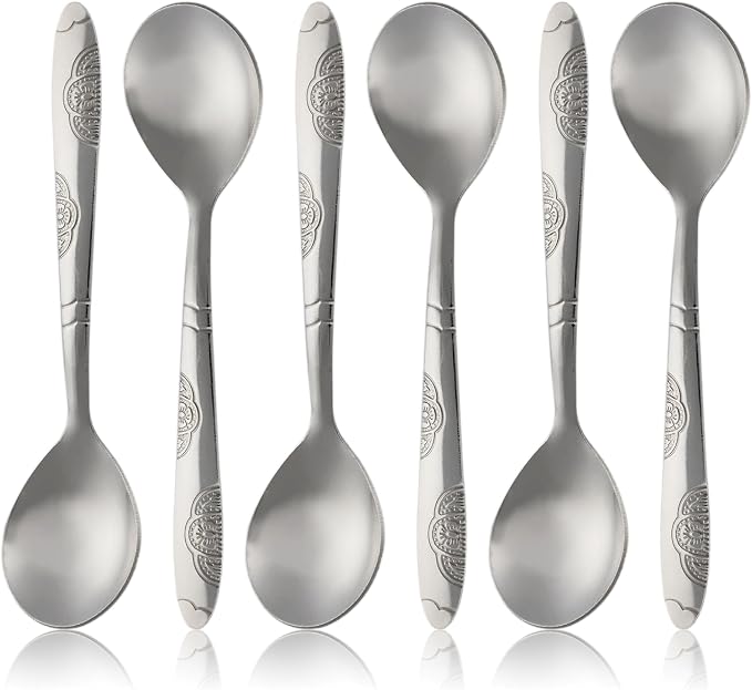 Metal Mini Salt Sugar Spoons 6 Pack | 5.3-Inches | by Demearly