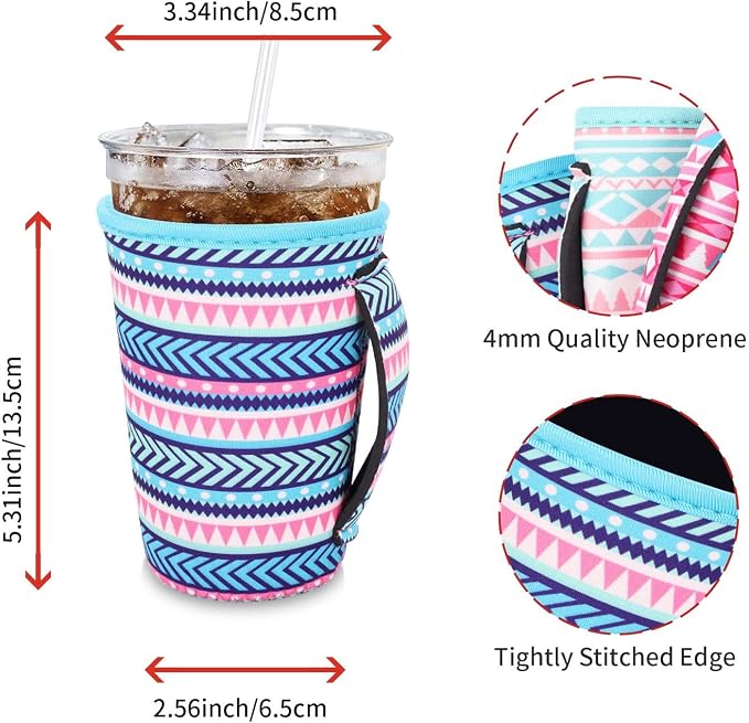 4Pack Reusable Iced Coffee Sleeve Insulator Sleeves - Image 2