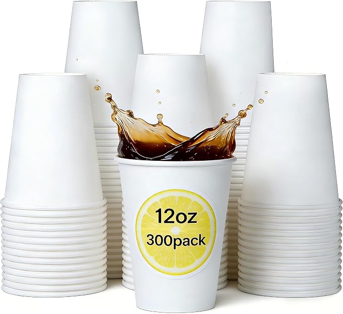 12 oz Disposable Paper Cups 300 Pack by CoreQualityOurLifelongPur