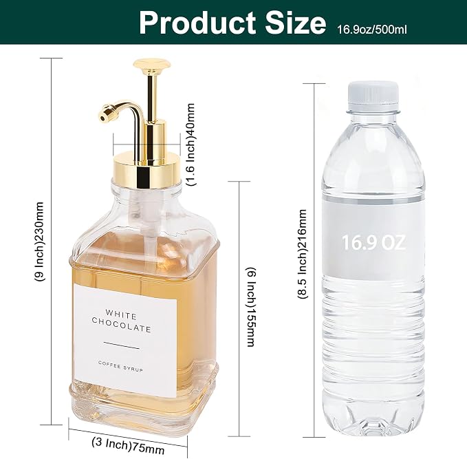 Coffee Syrup Dispenser for Coffee Bar, Refillable Maple Syrup Storage, Coffee - Image 2