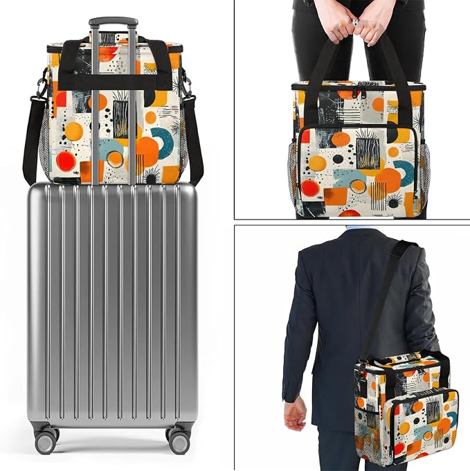 Abstract Modern Geometric Coffee Maker Carring Bag, Large Insulated Storage - Image 7