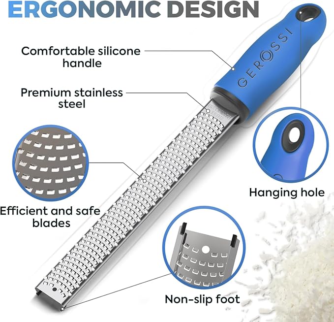 Stainless Steel Cheese Grater & Lemon Zester w/Extra Sharp Blade - Image 4