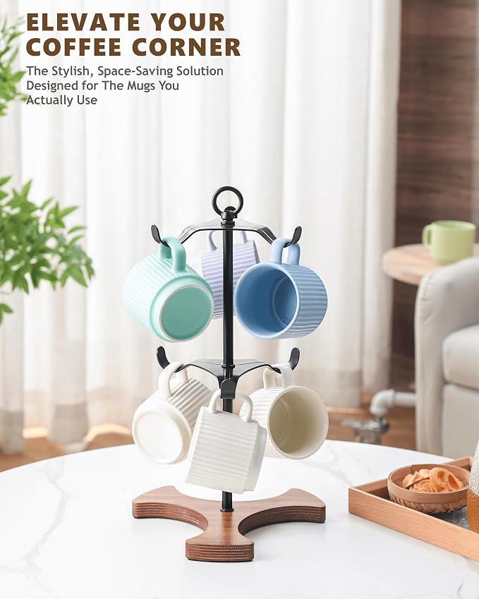 Mug Holder Tree for Countertop | 2-Tier Coffee Cup Stand & Rack Holds 6 Large - Image 2