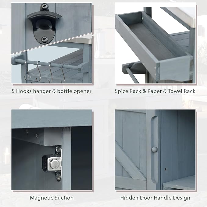 Merax Outdoor Kitchen Island, Stainless Steel Kitchen Island - Image 5