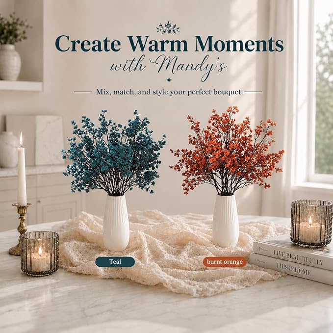 Mandy's 15 Bundles Artificial Teal Baby’s Breath Flowers | 18.5 Inch Silk - Image 9