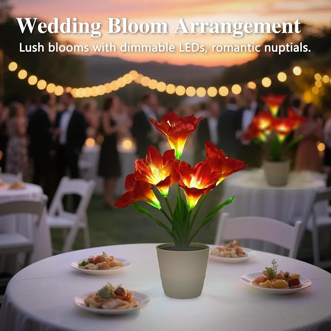 Artificial Red Amaryllis Flower Lamp Night Light - Image 6